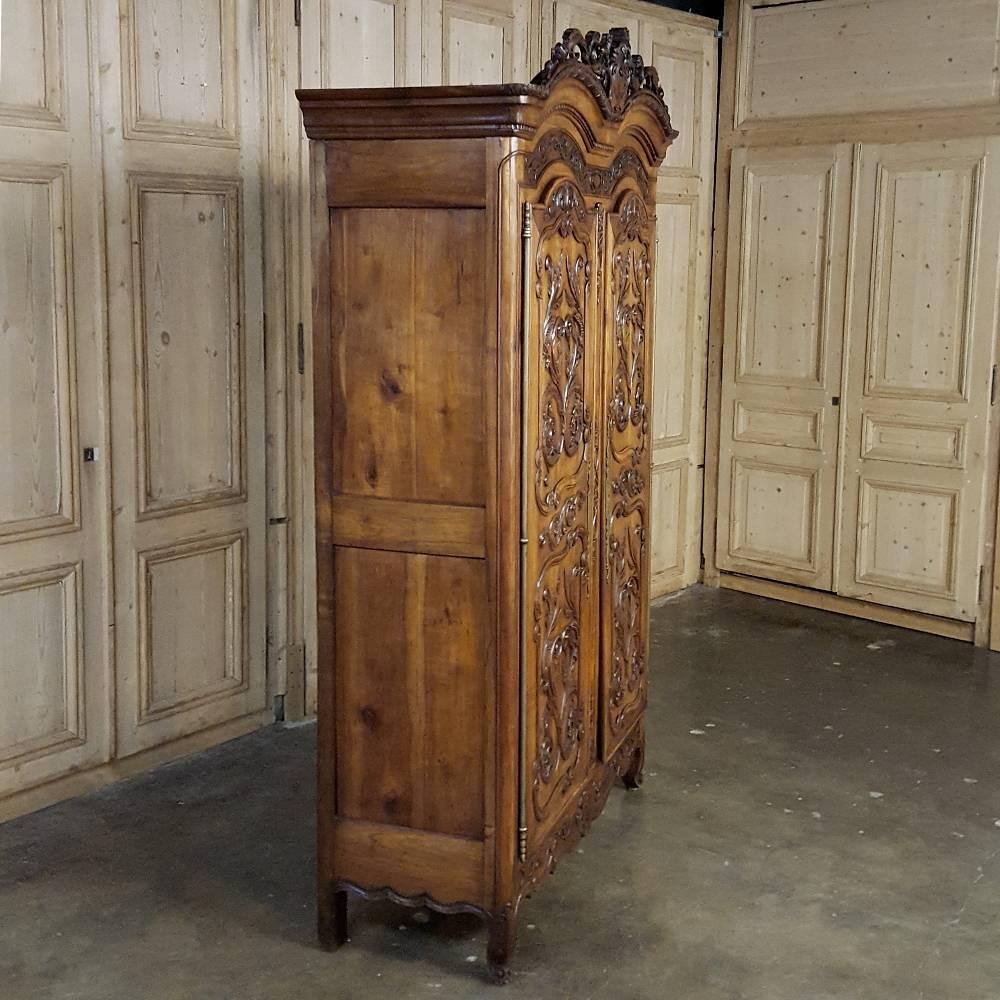 18th Century Country French Normandie Applewood Armoire In Excellent Condition In Dallas, TX
