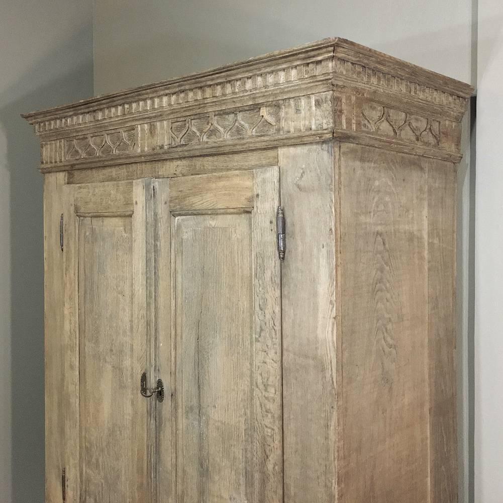 Early 19th Century Swedish Armoire Stripped Oak Hand Carved Neoclassical, Circa 1820