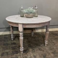 Antique Country French Round Whitewashed Dining or Centre Table