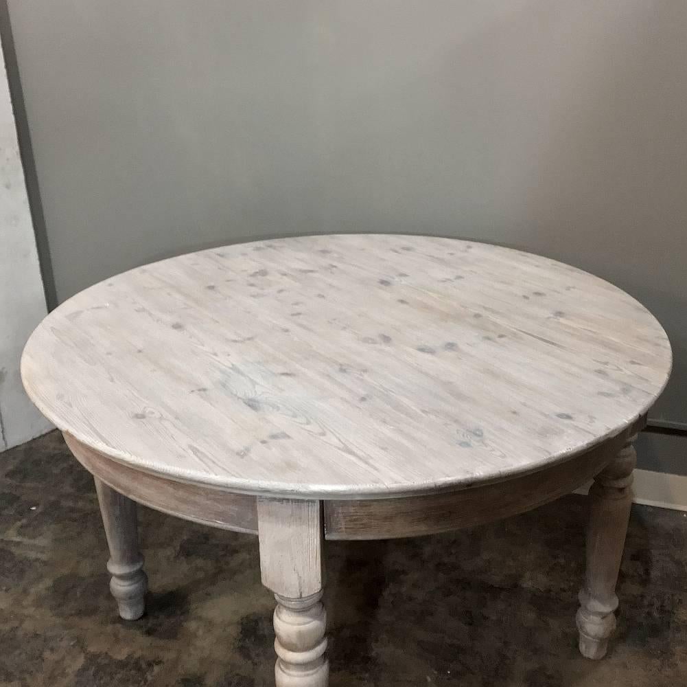 whitewashed round table