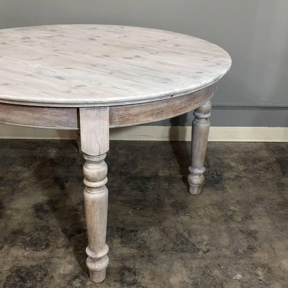 Antique Country French Round Whitewashed Dining or Centre Table 1