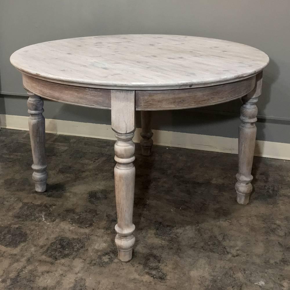 Antique Country French Round Whitewashed Dining or Centre Table 2