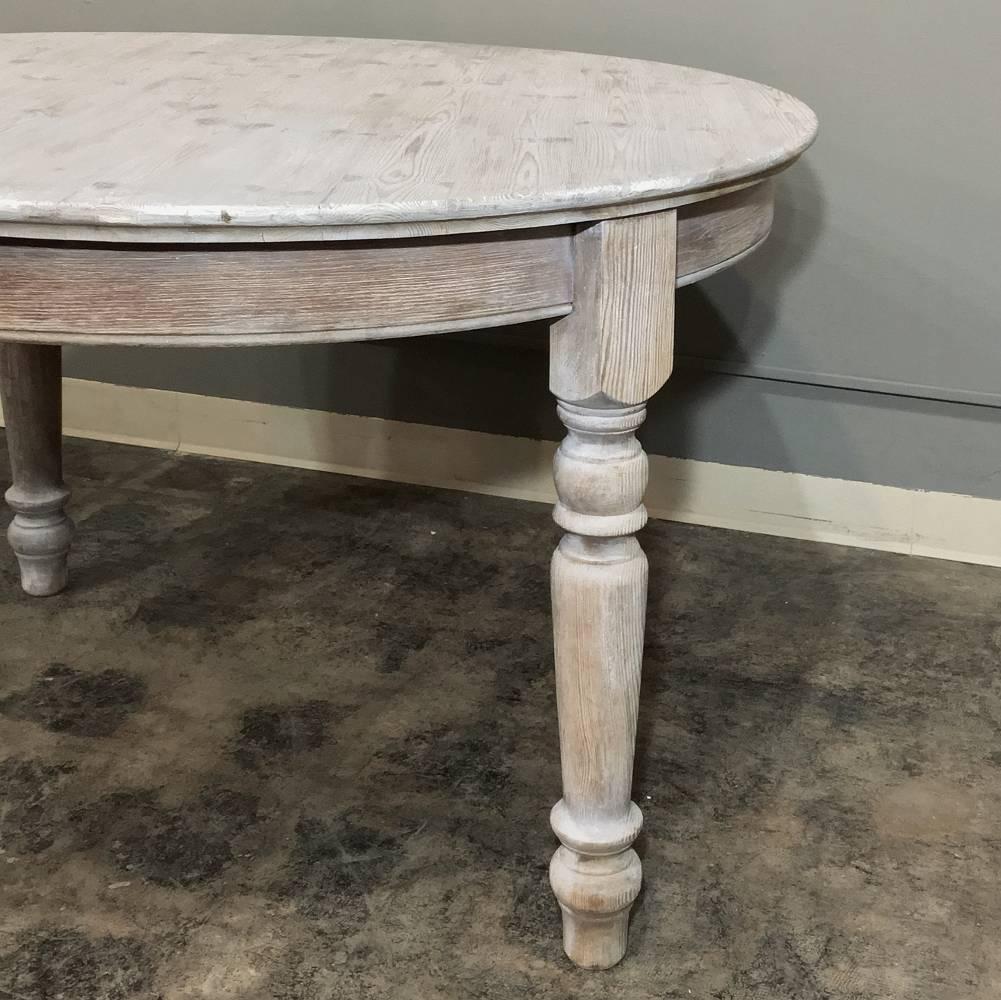 Antique Country French Round Whitewashed Dining or Centre Table 3