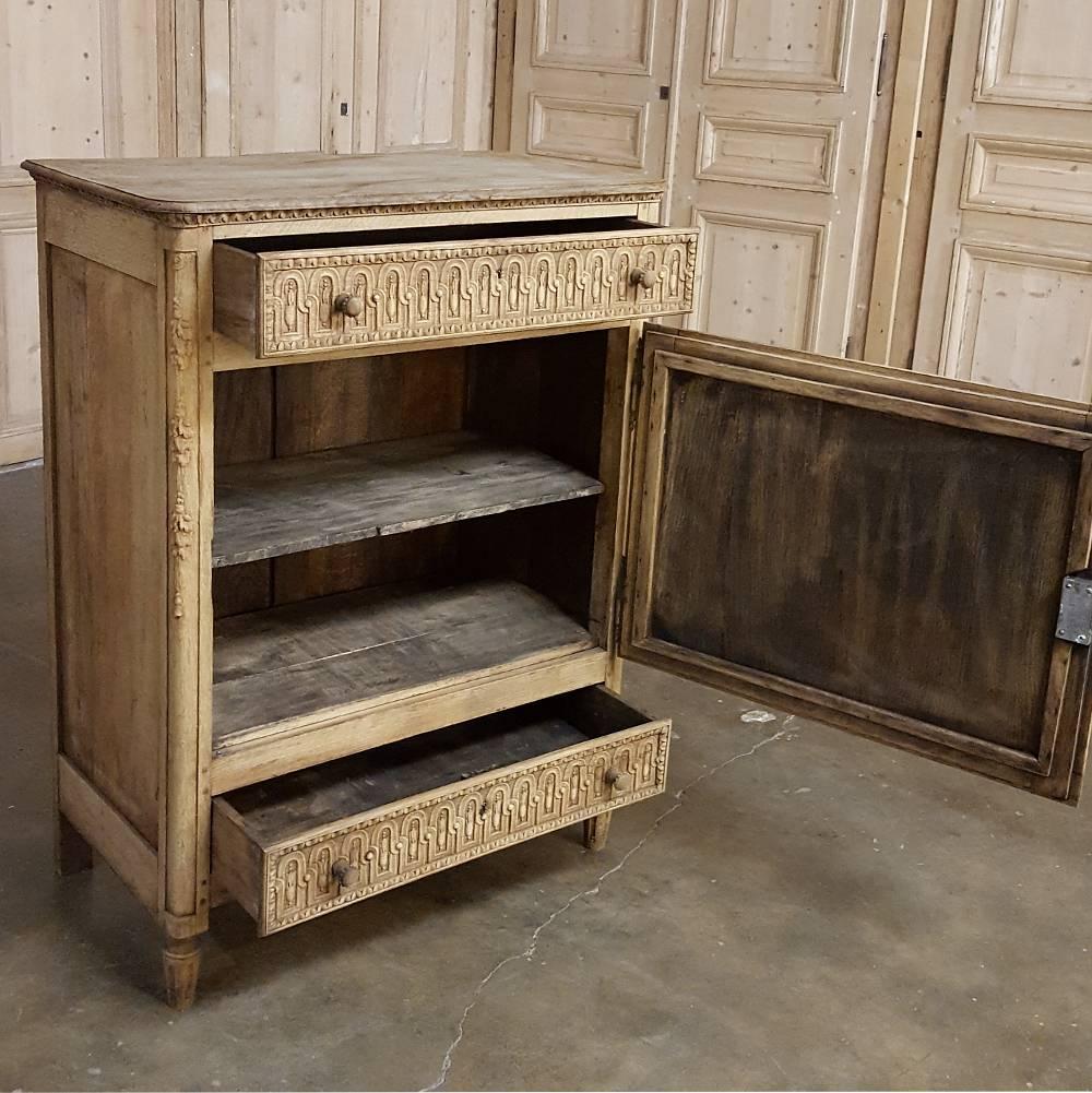 Neoclassical Country French Louis XVI Hand Carved Stripped Oak Confiturier, Circa 1830s