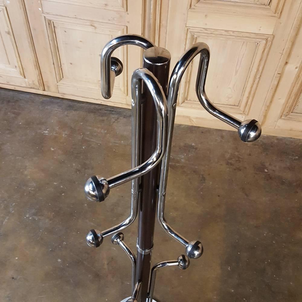 Mid-Century Chrome and Carrara Marble Hat and Coat Rack In Excellent Condition In Dallas, TX