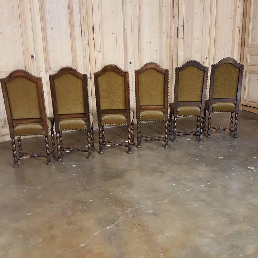 Set of Six Louis XIII Barley Twist Walnut Chairs 5