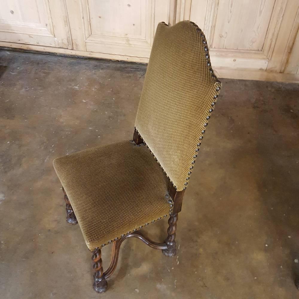 Set of Six Louis XIII Barley Twist Walnut Chairs 1