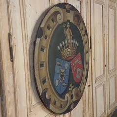 19th Century Hand-Painted Family Crest Plaque