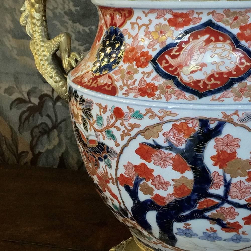 19th Century Hand-Painted Imari Vase with Bronze 1