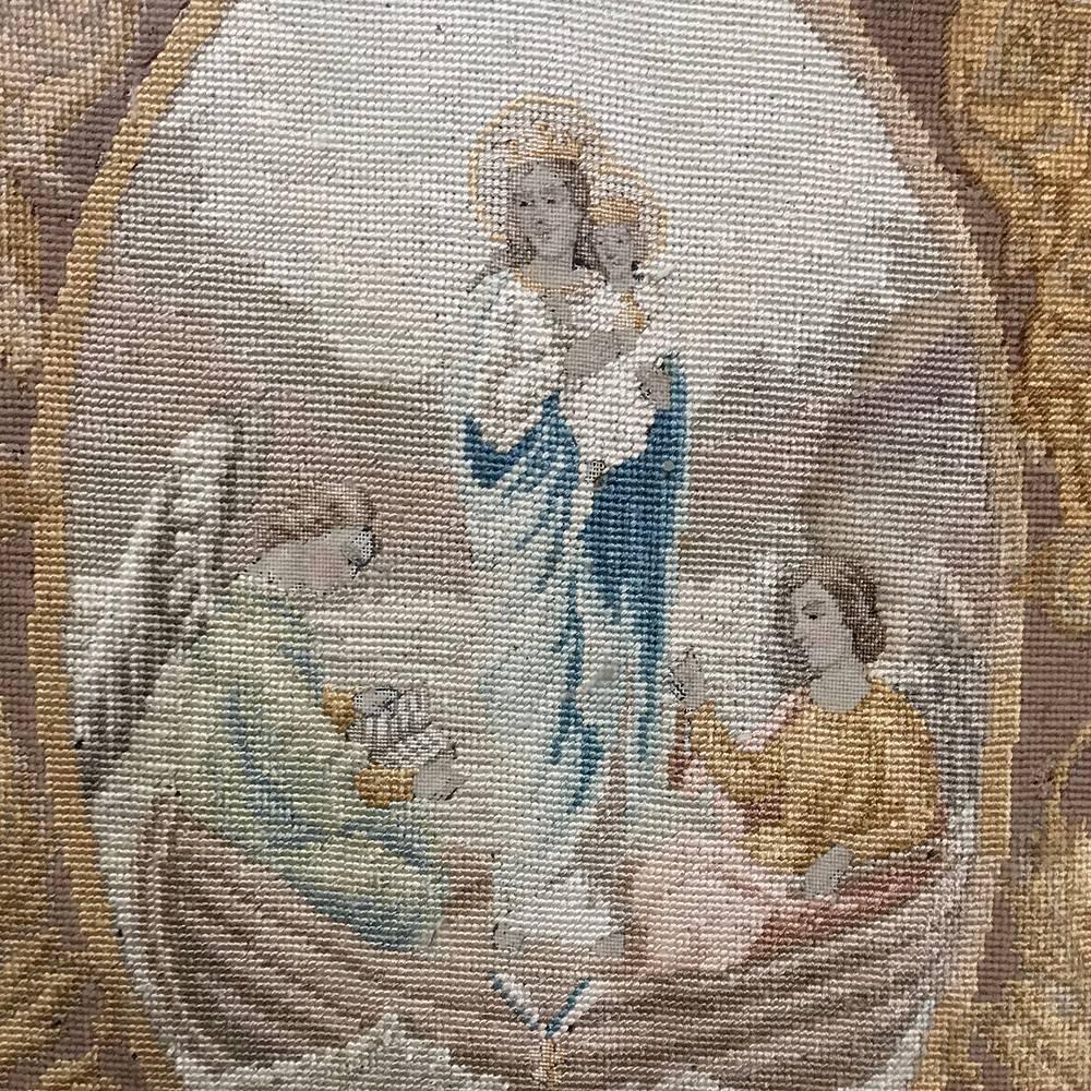 19th Century Petite Point & Needlepoint Giltwood Framed Tapestry For Sale 2