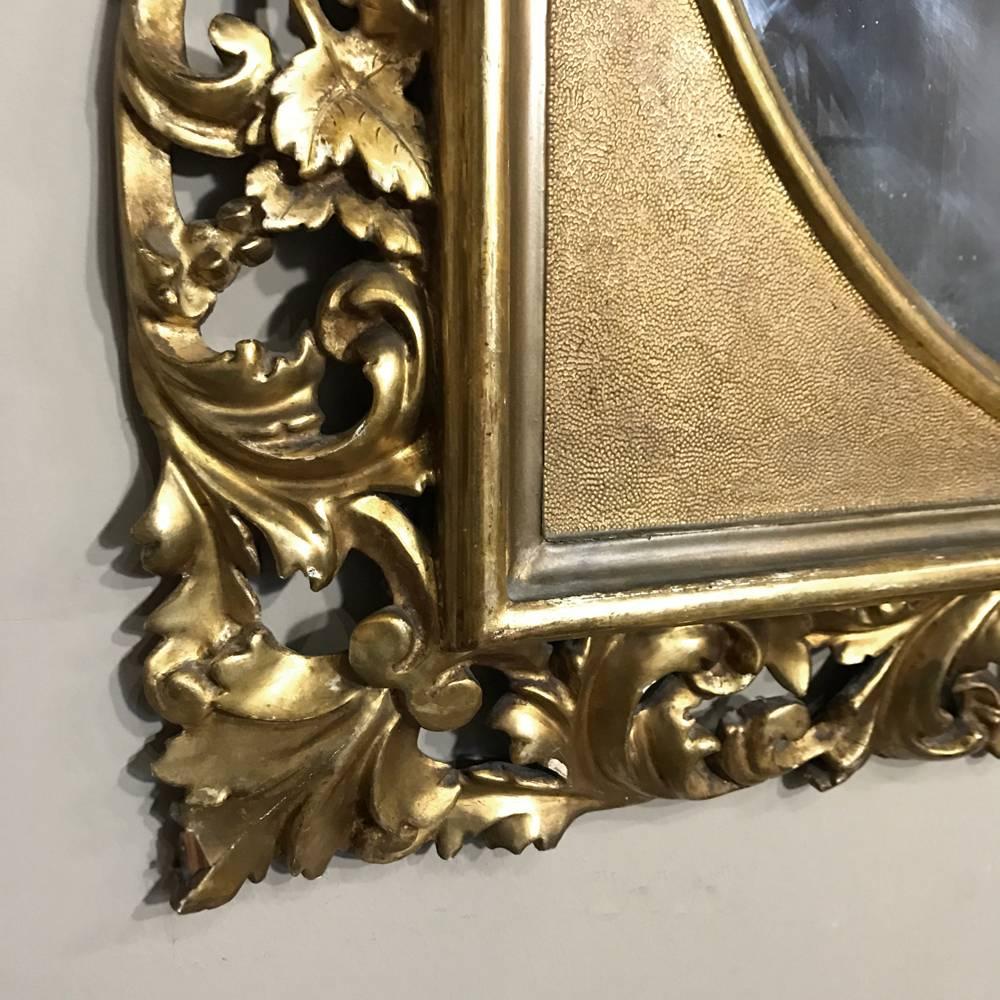 19th Century French Baroque Hand-Carved Giltwood Mirror, circa 1890 For Sale 1