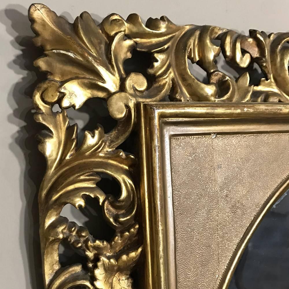 Hand-Crafted 19th Century French Baroque Hand-Carved Giltwood Mirror, circa 1890 For Sale