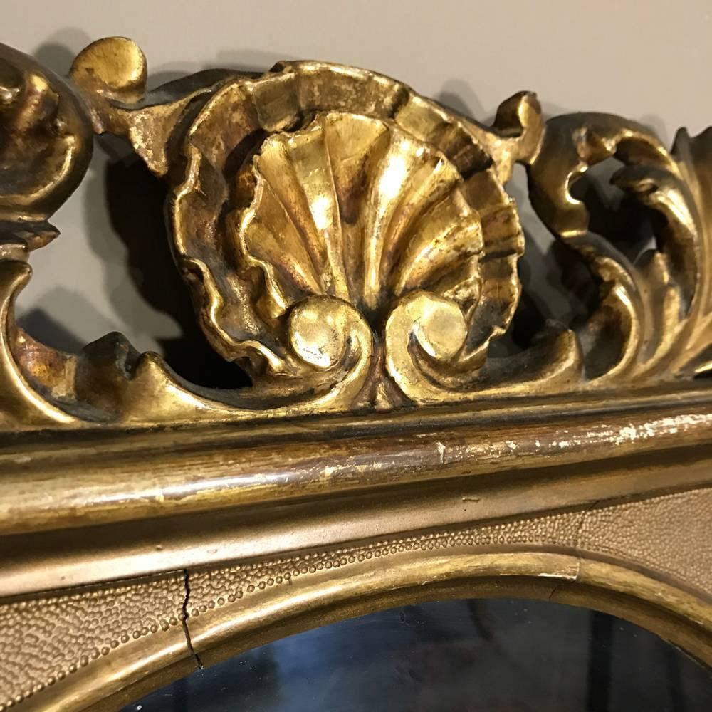 19th Century French Baroque Hand-Carved Giltwood Mirror, circa 1890 In Excellent Condition For Sale In Dallas, TX