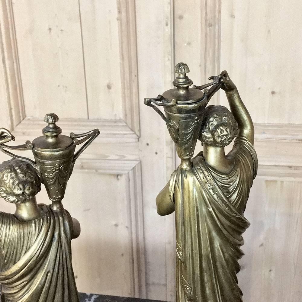 Late 19th Century Pair of 19th Century French Neoclassical Caryatid Bronze Statues