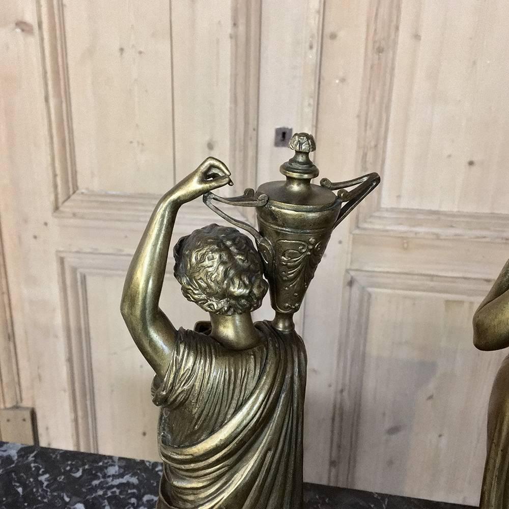 Pair of 19th Century French Neoclassical Caryatid Bronze Statues 3