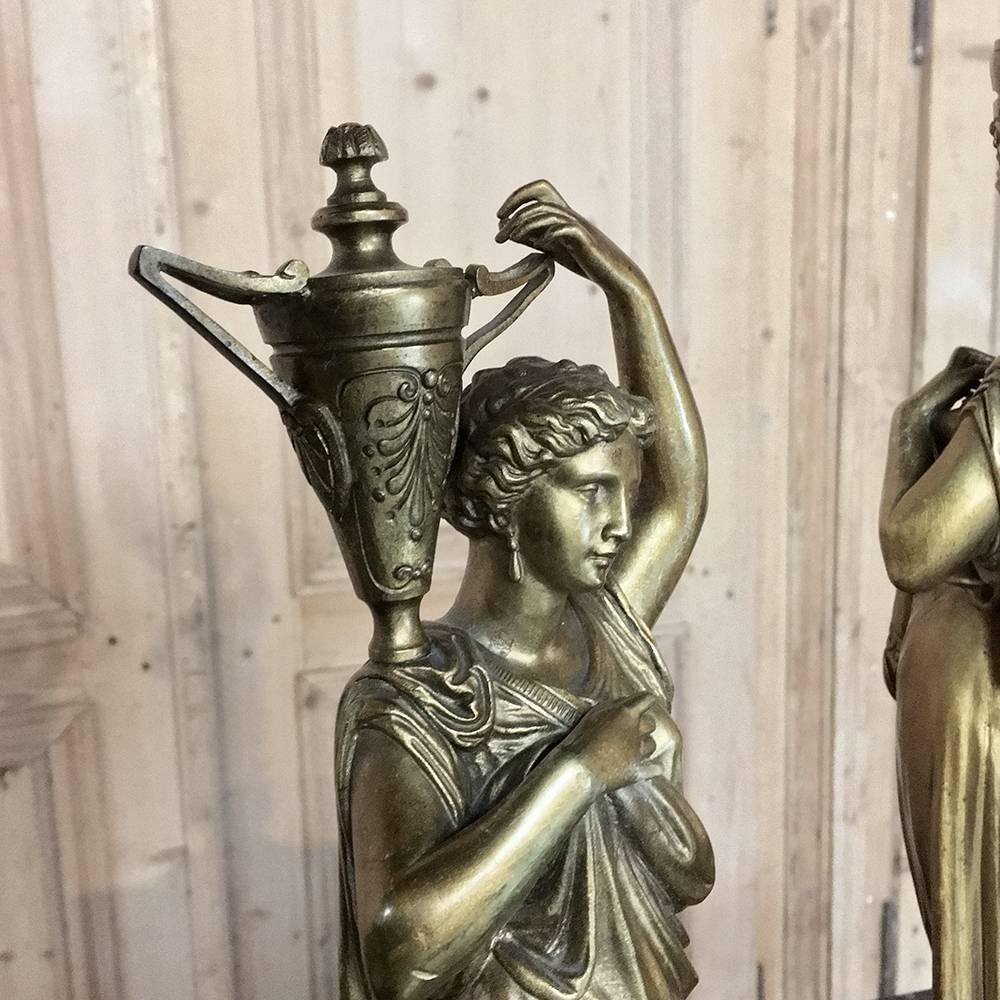 Pair of 19th Century French Neoclassical Caryatid Bronze Statues 2