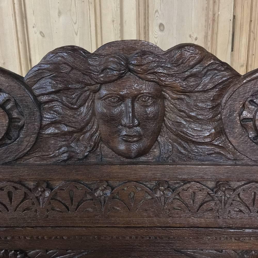 Oak 19th Century Hand-Carved German Renaissance Hall Bench