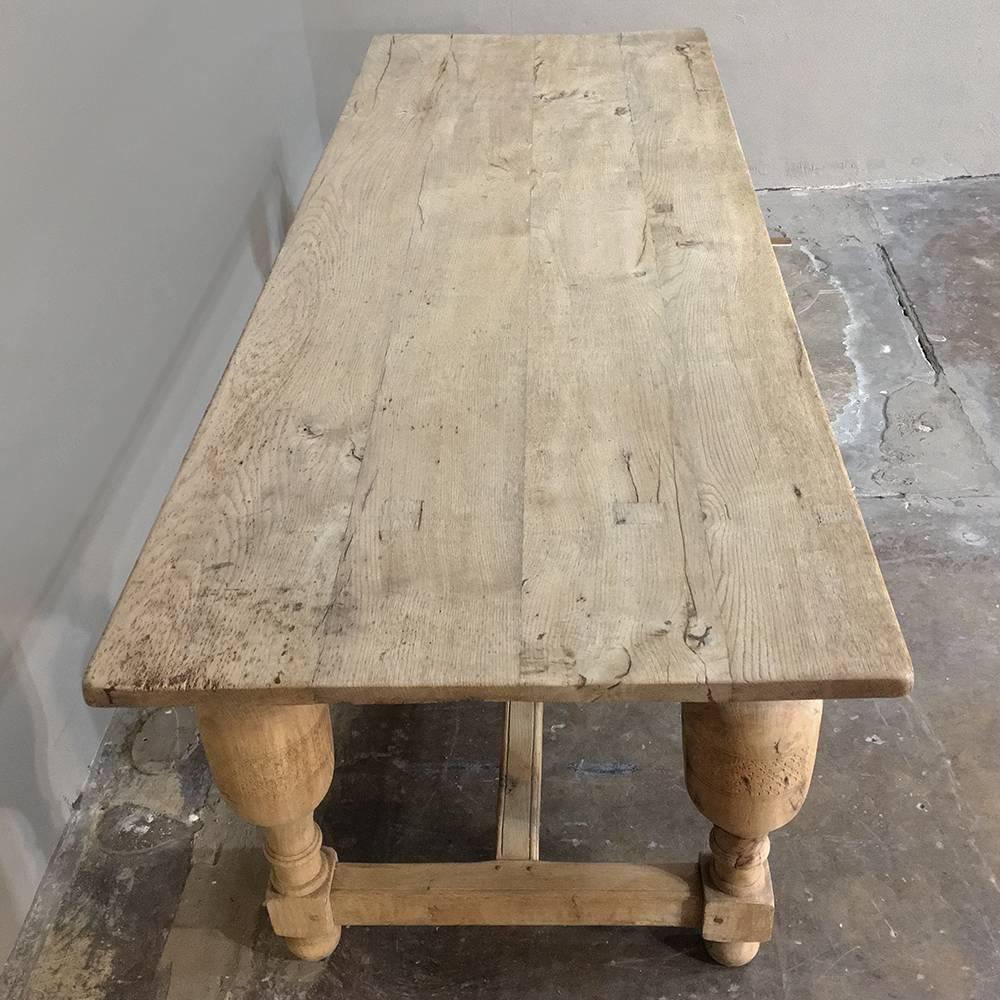 19th Century Rustic Stripped Oak Dining Table 1