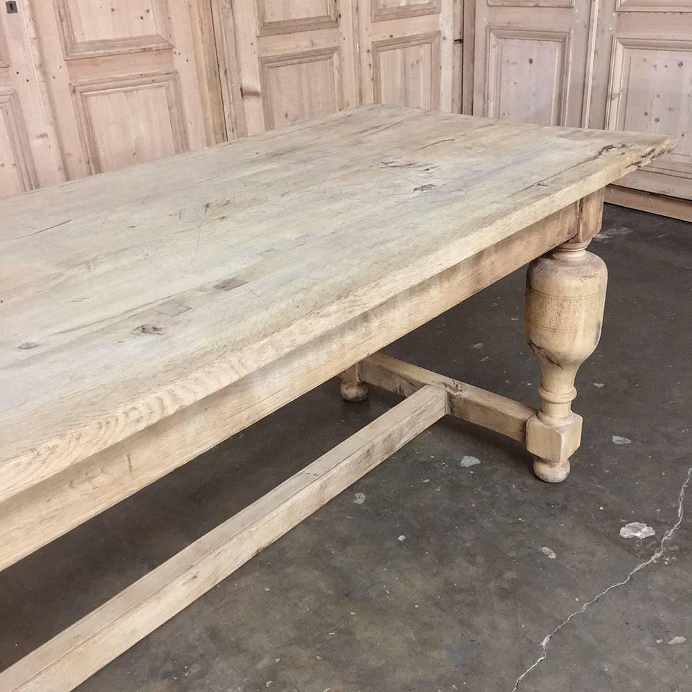 19th Century Rustic Stripped Oak Dining Table 5