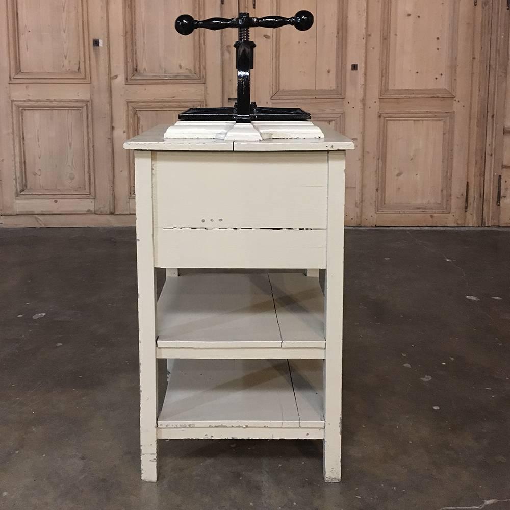 19th Century Cast Iron Paper Press on Painted Stand 3