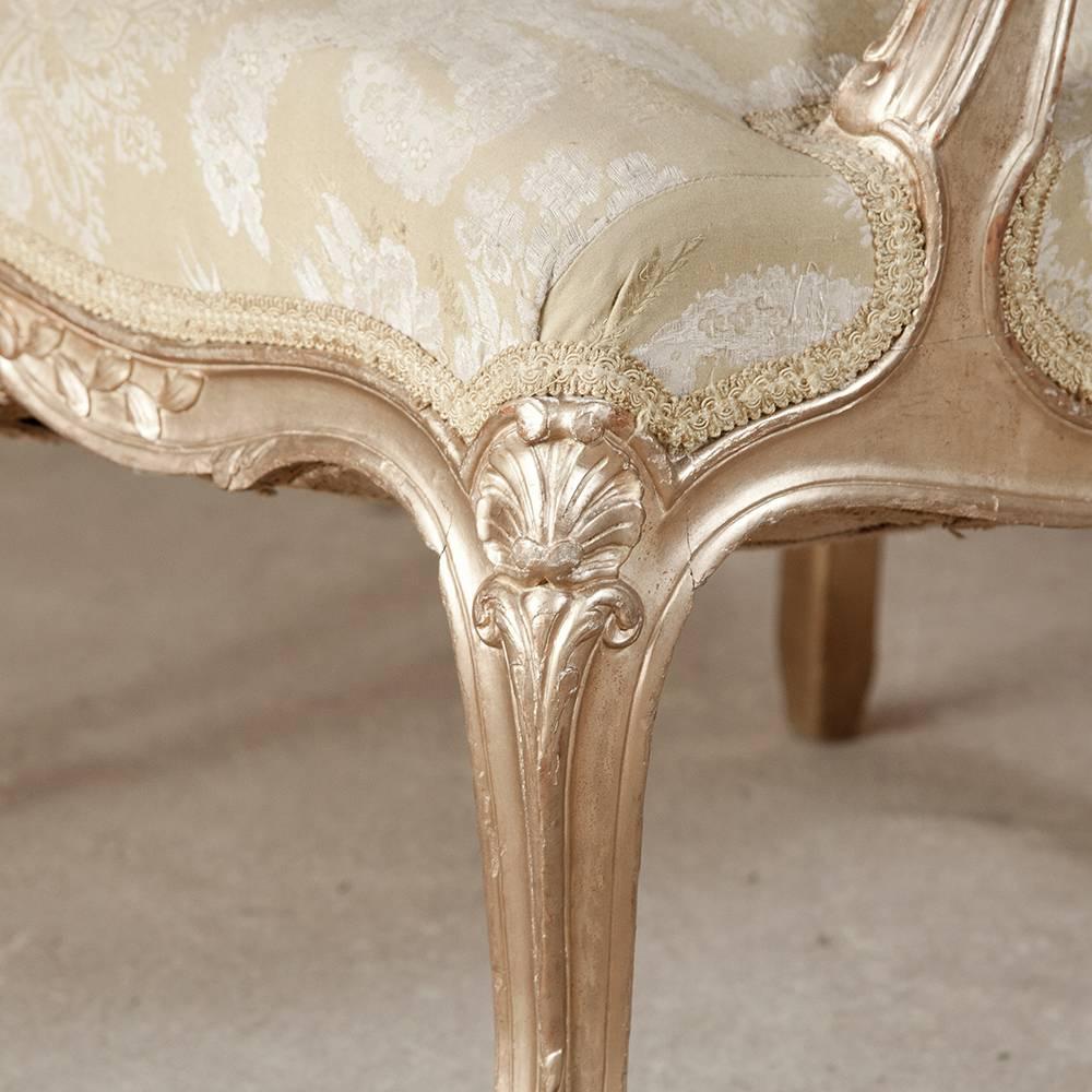 Pair of 19th Century Large Antique Italian Hand-Carved Giltwood Rococo Armchairs In Good Condition In Dallas, TX