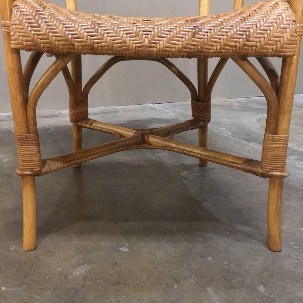 Set of Six Mid-Century Rattan and Bamboo Dining Chairs/Armchairs 3
