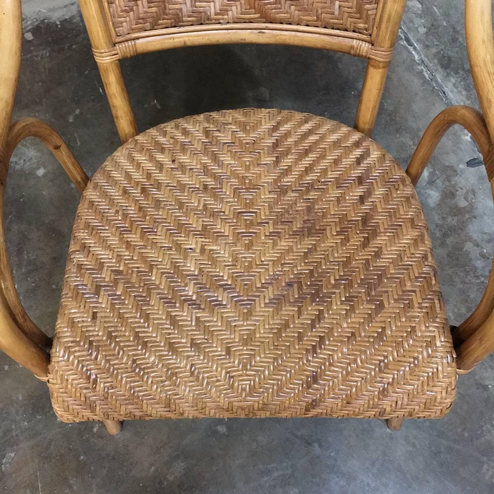 Set of Six Mid-Century Rattan and Bamboo Dining Chairs/Armchairs 2