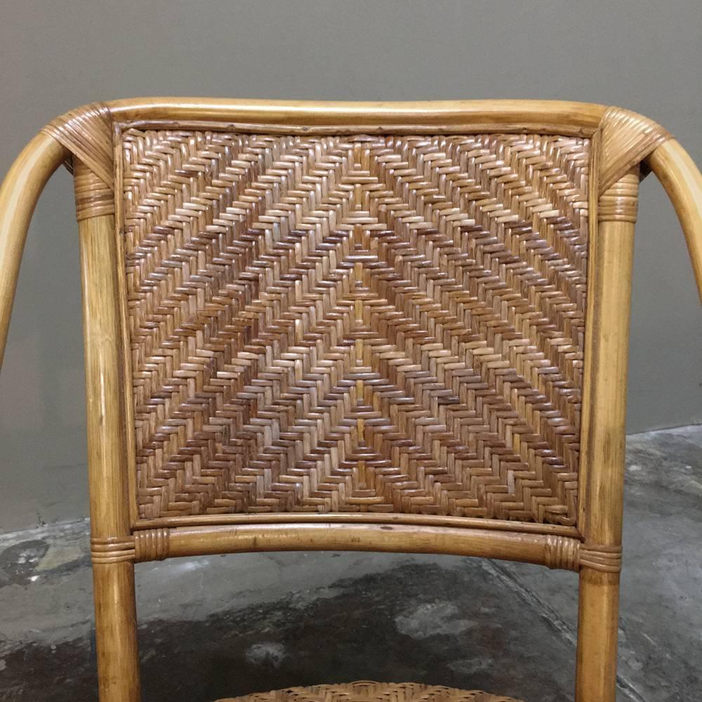 Set of Six Mid-Century Rattan and Bamboo Dining Chairs/Armchairs 1