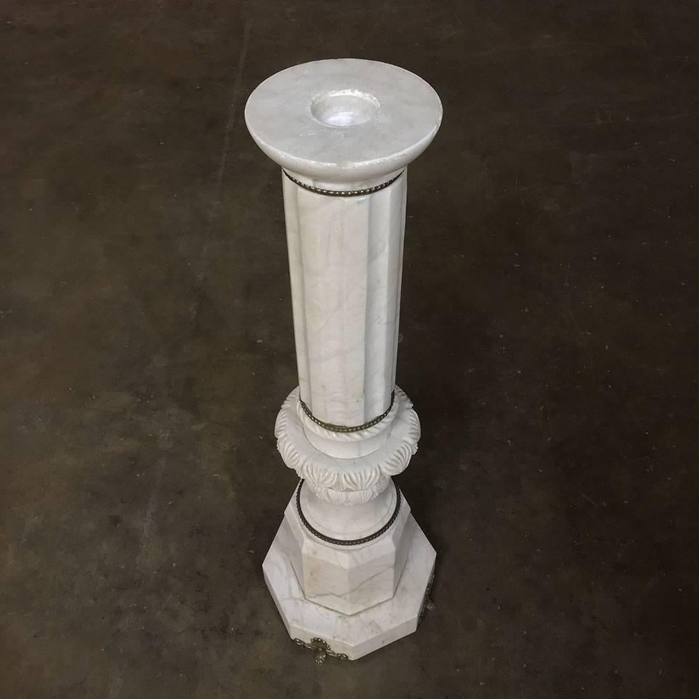 19th Century French Neoclassical Carrara Marble Pedestal 6
