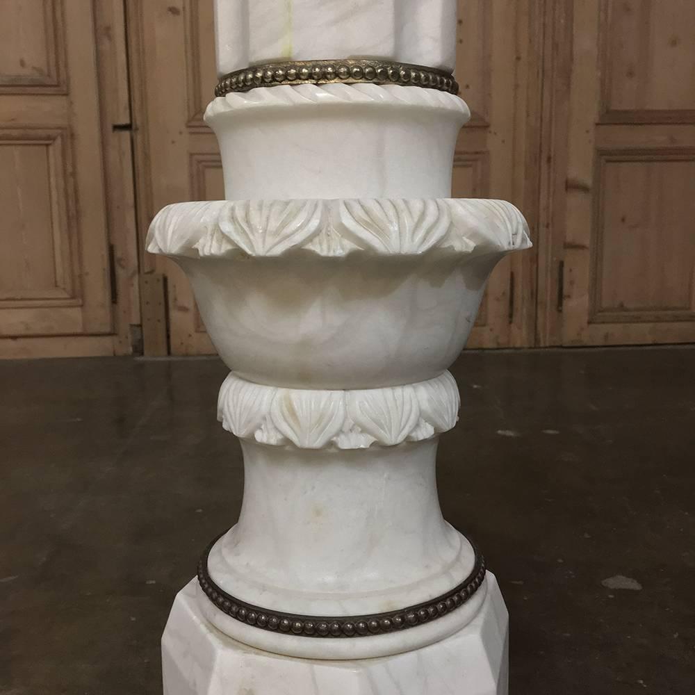 19th Century French Neoclassical Carrara Marble Pedestal 1