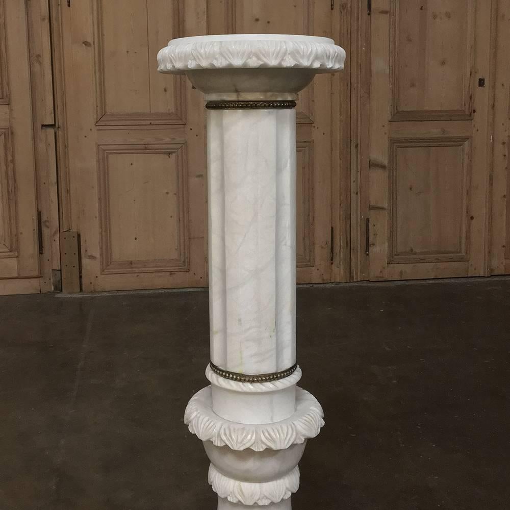19th Century French Neoclassical Carrara Marble Pedestal 2