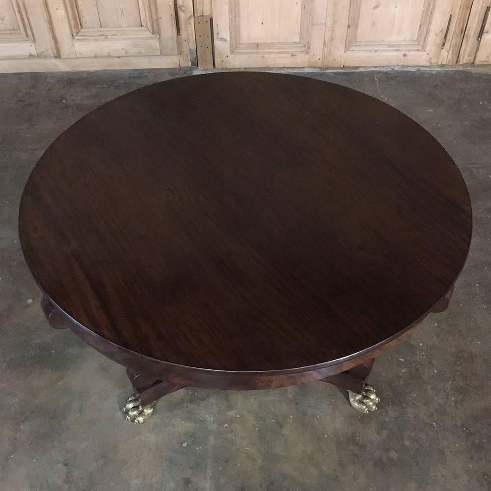 19th Century English Regency Period Mahogany Claw Foot Centre Table In Excellent Condition In Dallas, TX