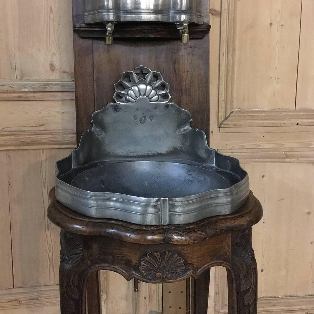 18th Century Pewter Wall Fountain with Cherrywood Stand 1
