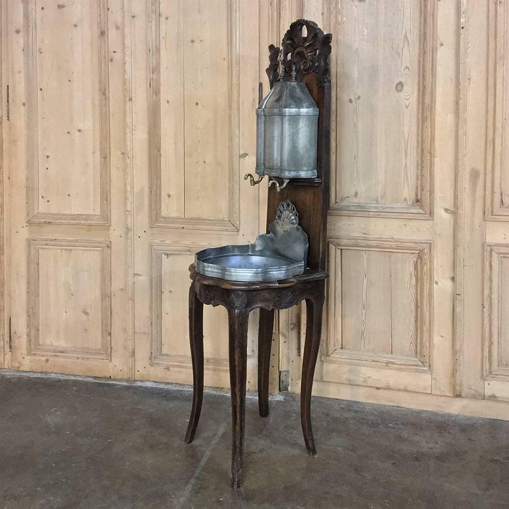 18th Century Pewter Wall Fountain with Cherrywood Stand 3