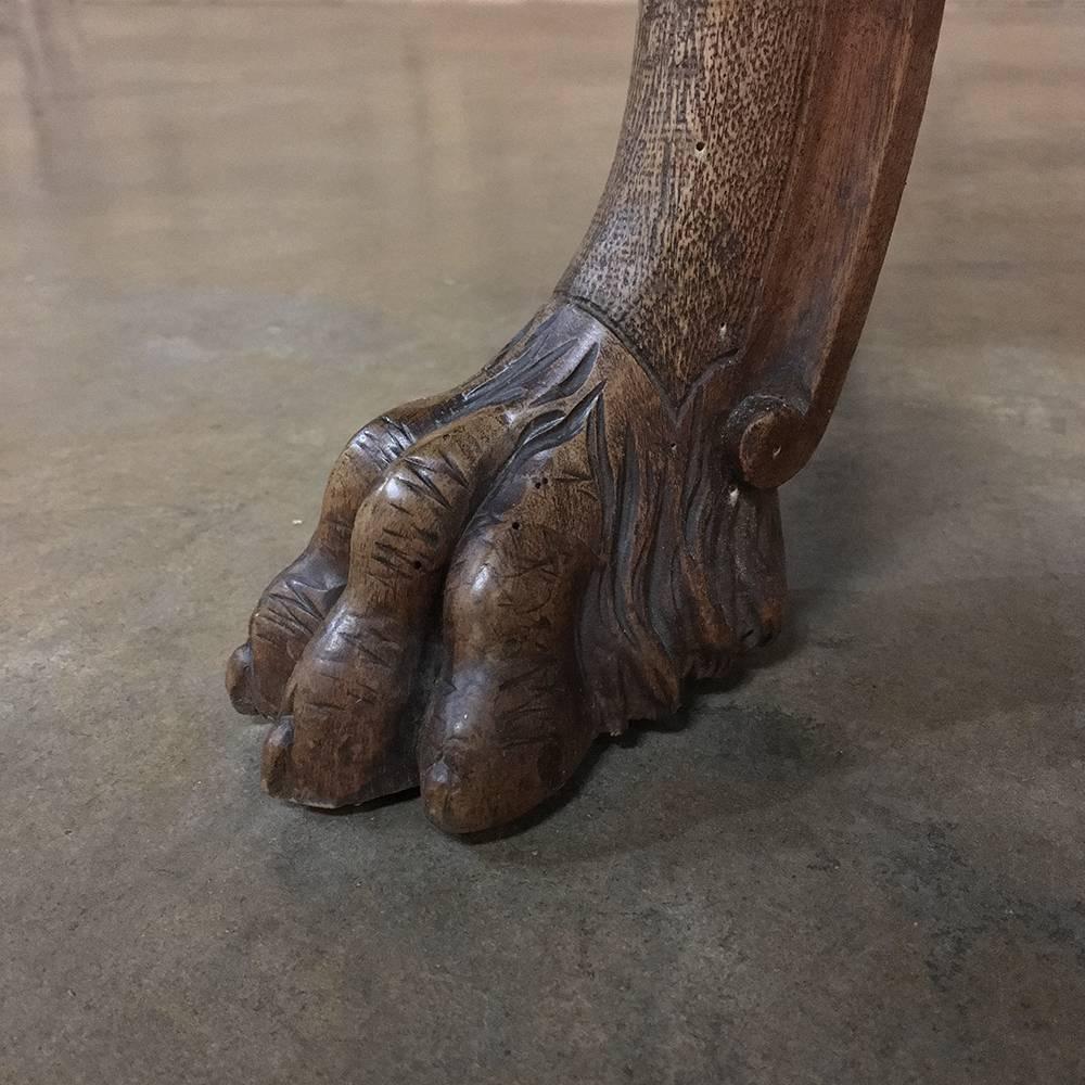 19th Century Italian Renaissance Walnut End Table with Dragons 3