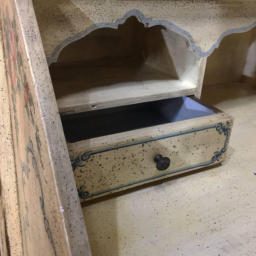 Antique Venetian Painted Secretary Bookcase 1
