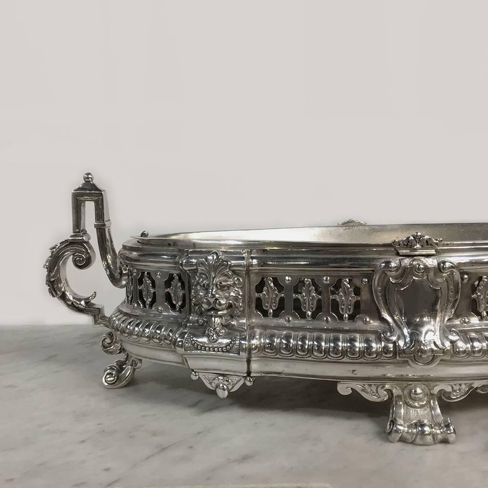 19th Century French Silver Plate Bronze Neoclassical Jardinière, Ca. 1870's 1