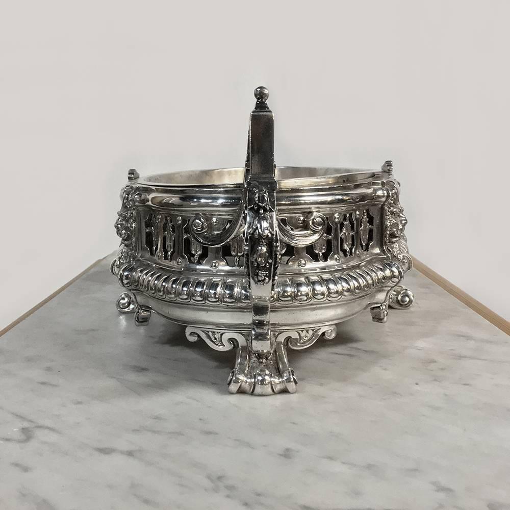 19th Century French Silver Plate Bronze Neoclassical Jardinière, Ca. 1870's 5