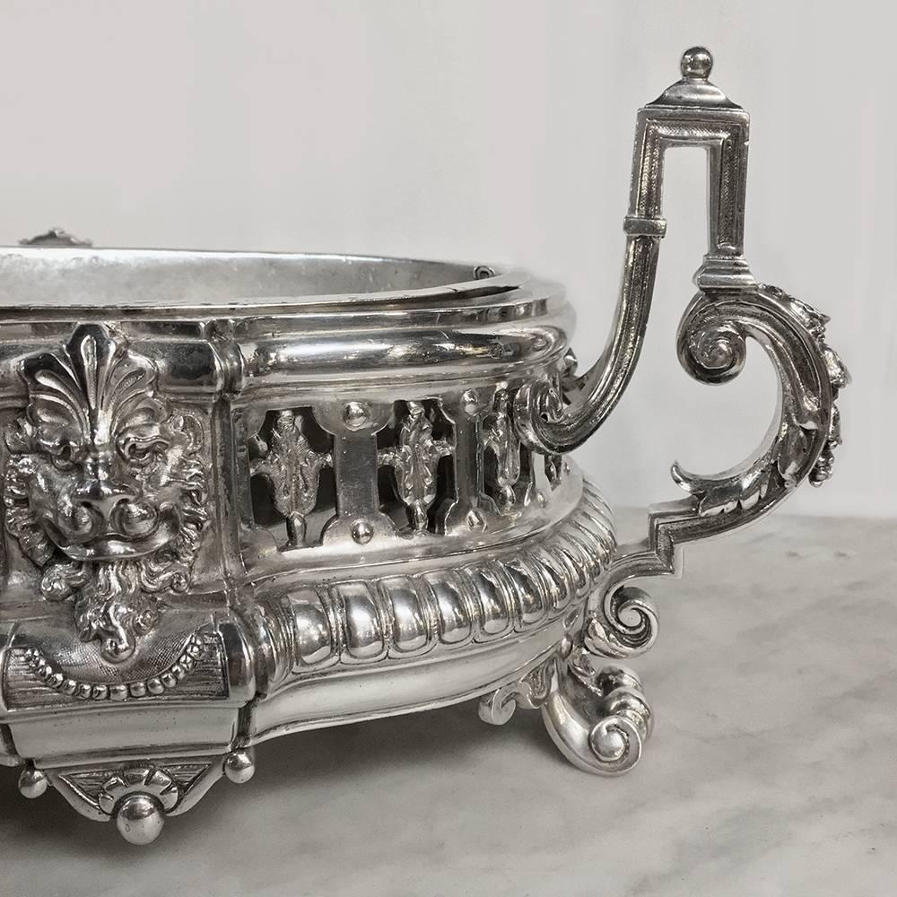 19th Century French Silver Plate Bronze Neoclassical Jardinière, Ca. 1870's 2