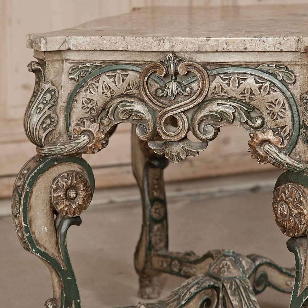 19th Century Louis XIV French Painted Marble Top End Table 4