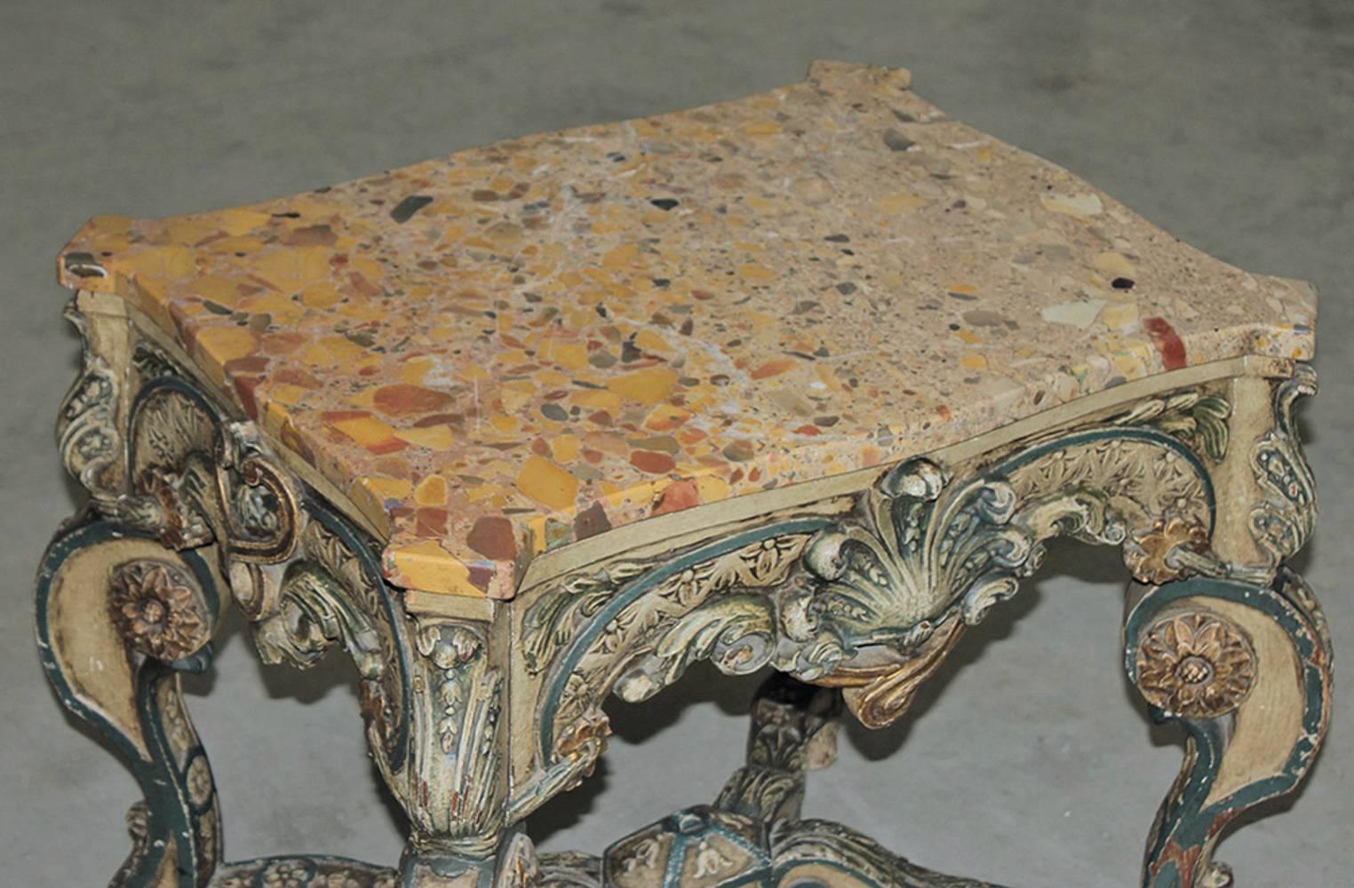 19th Century Louis XIV French Painted Marble Top End Table 6