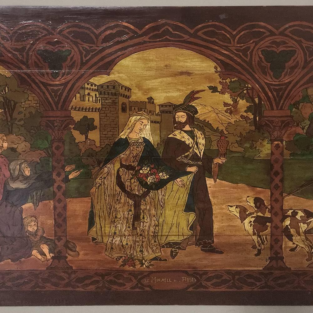 19th Century Oil Painting on Board Miracle of the Roses 2