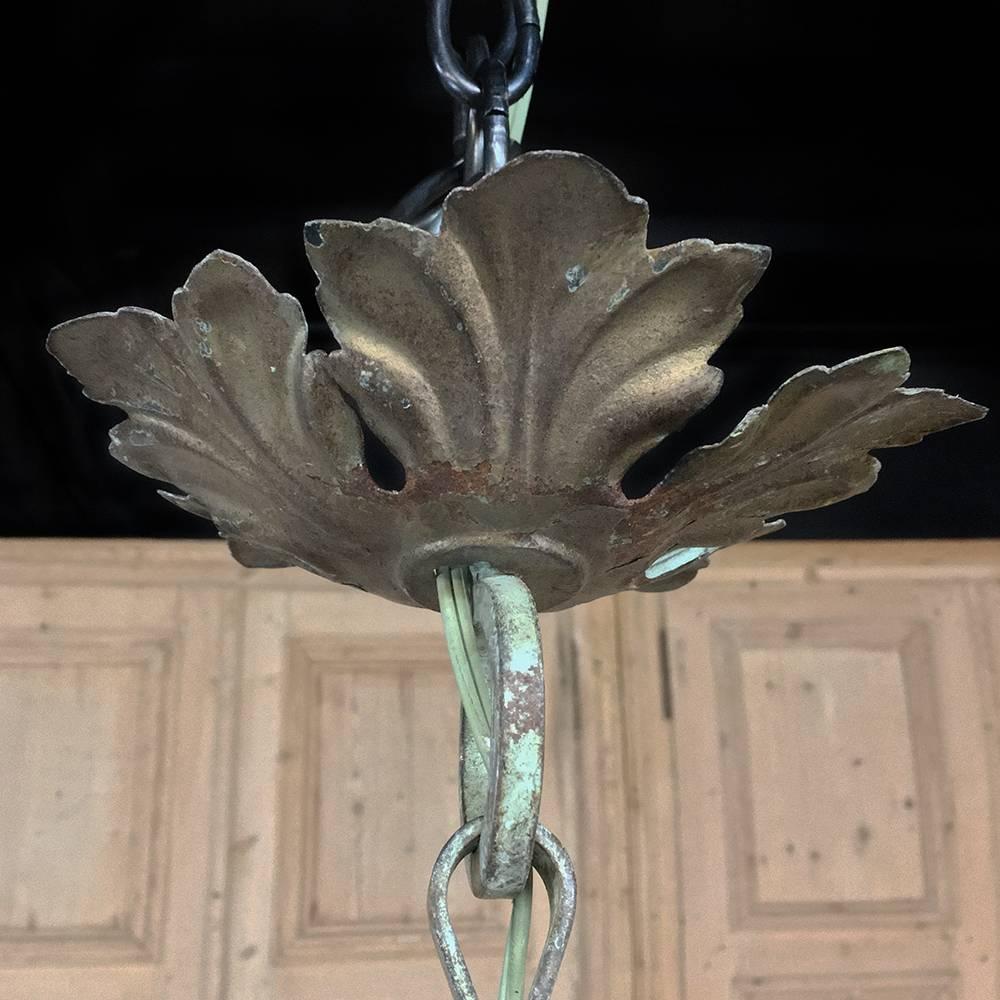 Antique Country French Painted Hand Forged Wrought Iron Chandelier 3