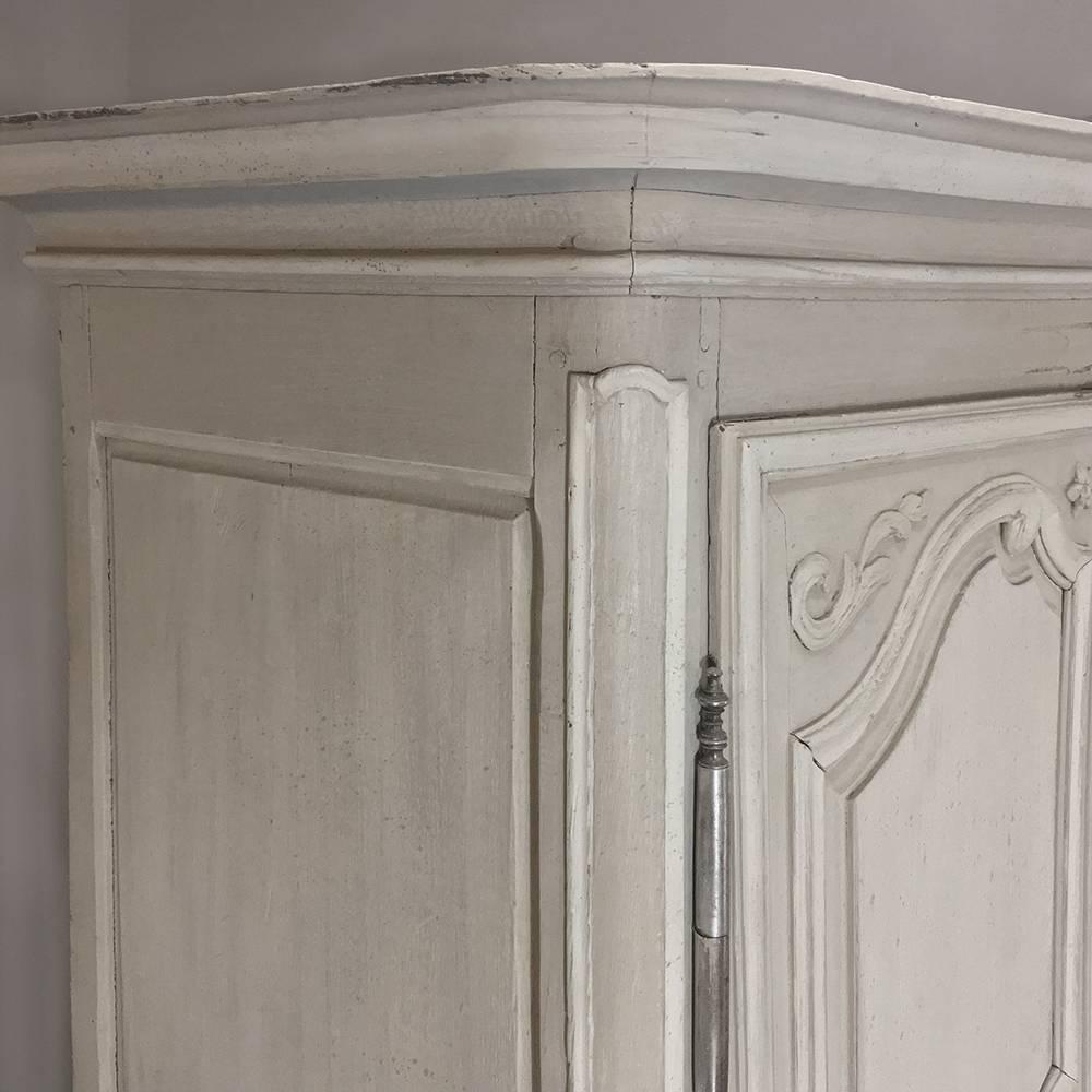 Hand-Crafted 18th Century Painted Country French Armoire
