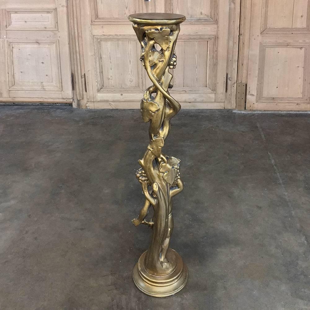 Pedestal barroco italiano antiguo de madera dorada Barroco en venta