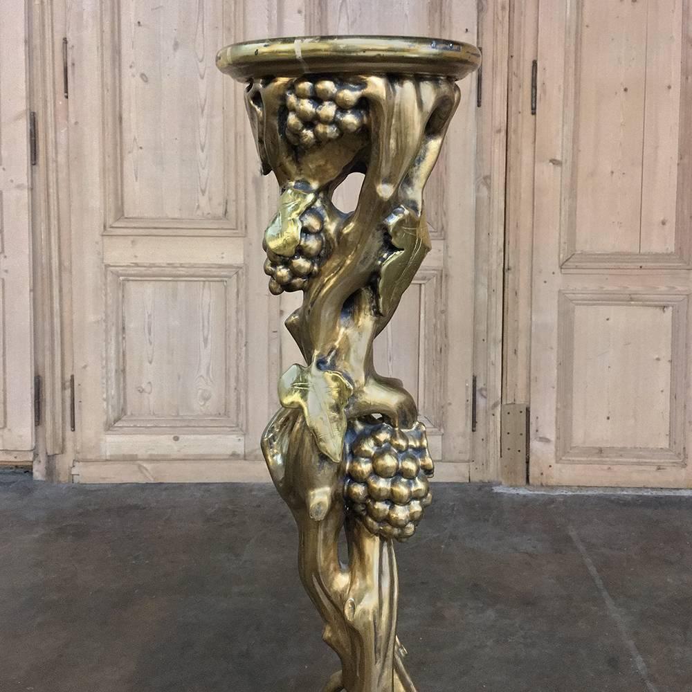 Antique Italian Giltwood Baroque Pedestal In Excellent Condition For Sale In Dallas, TX