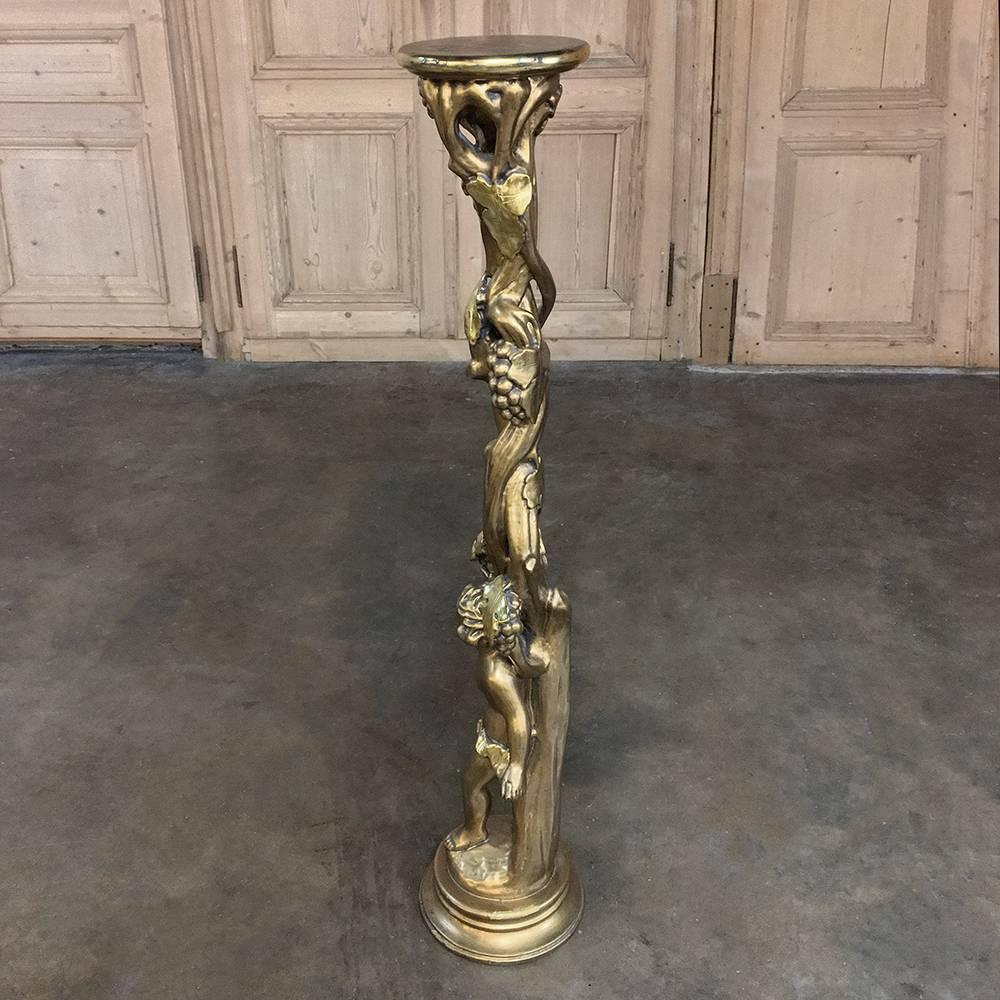 Antique Italian Giltwood Baroque Pedestal For Sale 2