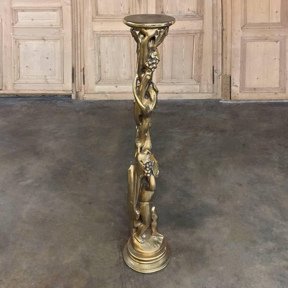 Antique Italian Giltwood Baroque Pedestal For Sale 3