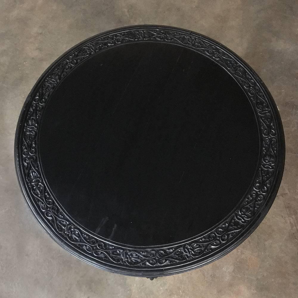 19th Century Empire Style Caryatid  Black Ebony Lacquer Gilt Centre Table In Excellent Condition In Dallas, TX