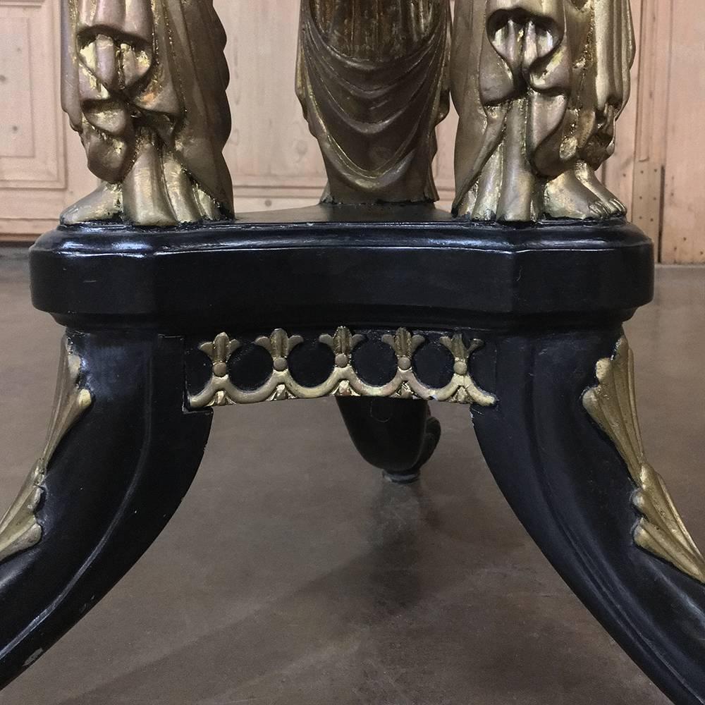 19th Century Empire Style Caryatid  Black Ebony Lacquer Gilt Centre Table 2